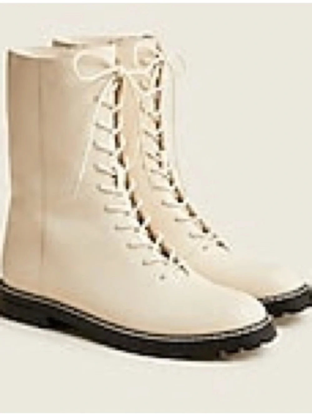 J. Crew Cream Lace-Up Combat Boots with Black Sole